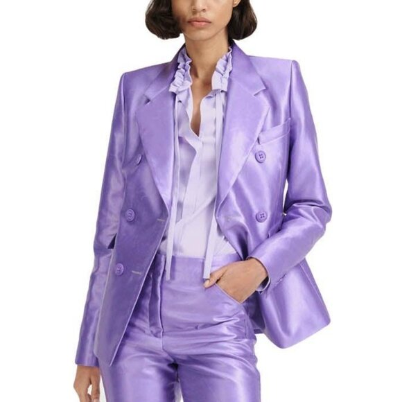 Dorothee Schumacher Shiny Coolness Adored Lilac Double-Breasted Jacket